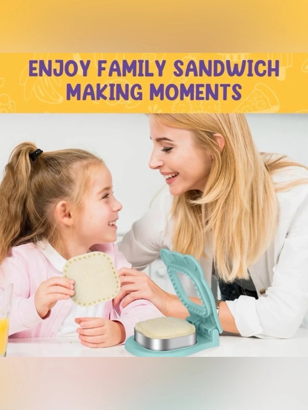💞 New Light Blue Square Uncrustable-Style Sandwich Cutter and Sealer